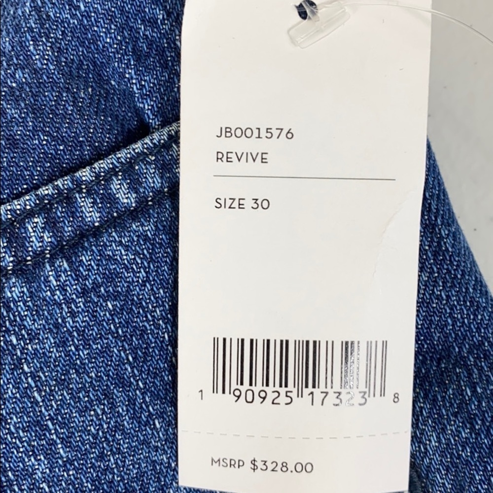 J Brand Midrise Cropped Wide-Leg Jeans in Blue with Light Wash Cuffs - Picture 8 of 9
